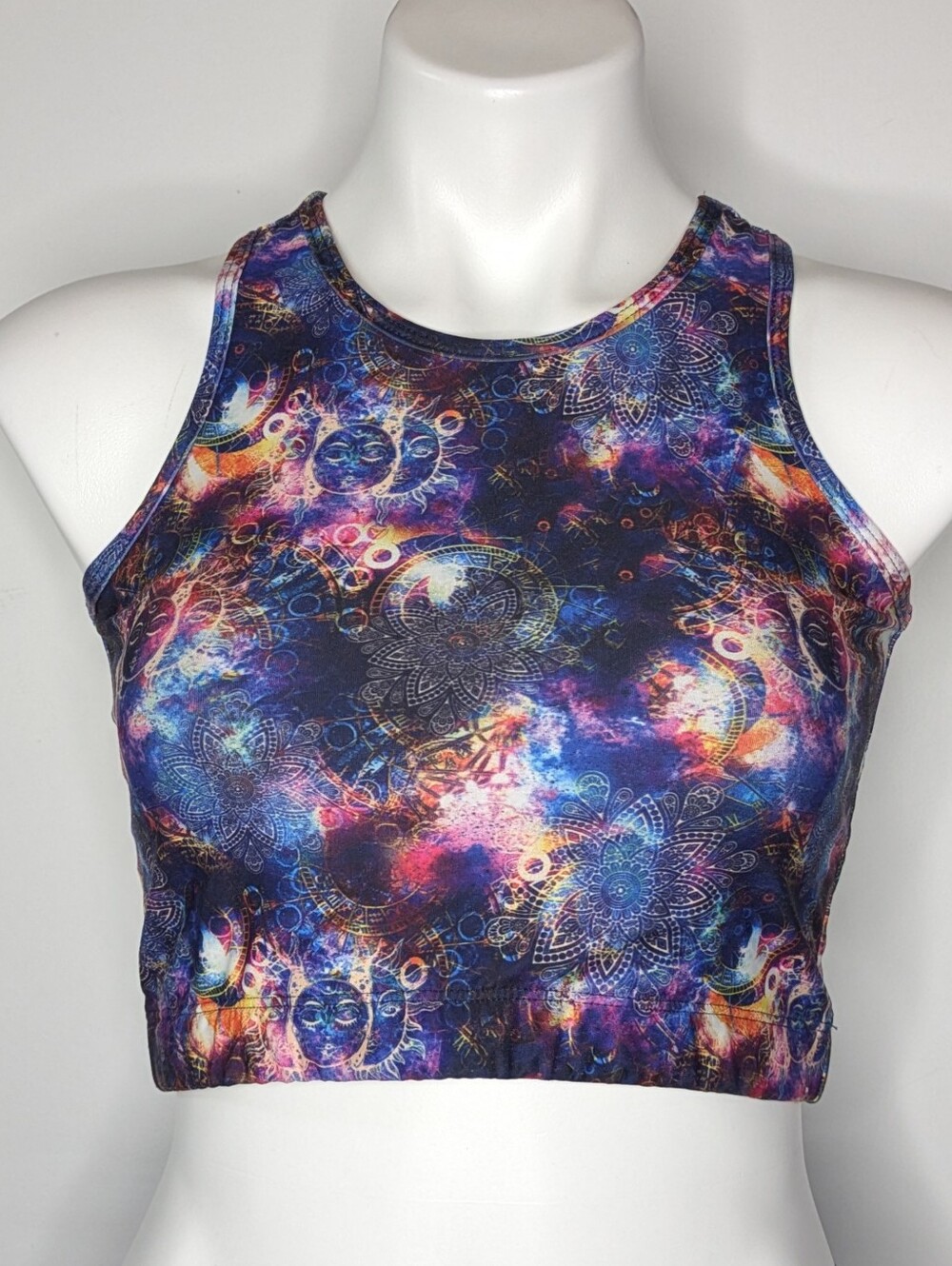 Donna Jo Blue Purple Celestial Boho Strappy Back Sports Bra M/L